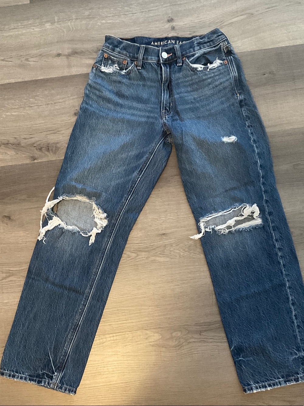 American Eagle Outfitters Blue Distressed Boyfriend Jeans